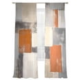 thumbnail image 2 of Burnt Orange Grey Semi Sheer Curtains 96 Inch Length 2 Panels Set, Modern Abstract Oil Painting Sheer Kitchen Curtain Privacy Voile Window Curtain for Living Room Bedroom Rod Pocket Drapes, 2 of 7