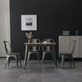 thumbnail image 7 of Nazhura Farmhouse Tolix Metal Wood Dining Side Chair, Brushed Metal (Set of 4), 7 of 7