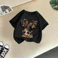 thumbnail image 5 of Curuila Kid Girls Tops Cartoon Print Crew Neck Short Sleeve Tee Summer Casual Loose T Shirt Black Size 2-4 Years, 5 of 5