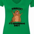thumbnail image 4 of Inktastic Finally It's Groundhog Day Women's V-Neck T-Shirt, 4 of 5