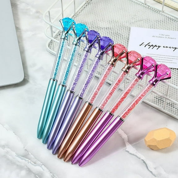 WNFJR Large Diamond Ballpoint Pen, Colorful Crystal Flash Pen, Rotating Color Advertising Oil Pen (1ml), Vintage-Inspired, Fast-Dry Ink, Comfort Grip, Easy-to-Carry for Notes & Journal Writing