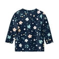 thumbnail image 3 of XADYUY Girls Shirts Size 14-16 Summer 3/4 Sleeve Toddler Girls T-Shirts Daisy Floral Print Tshirt Cute Crewneck Cotton Loose Tee Tops Girls 9-10 Years,Dark Blue, 3 of 5