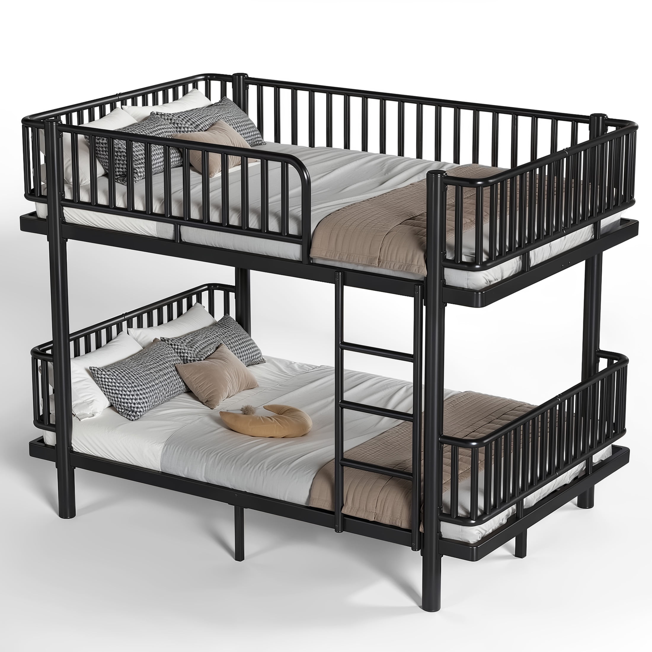 Noble House Full over Full Bunk Bed with Guardrails and Ladder, Can Separate into 2 Platform Beds, Black