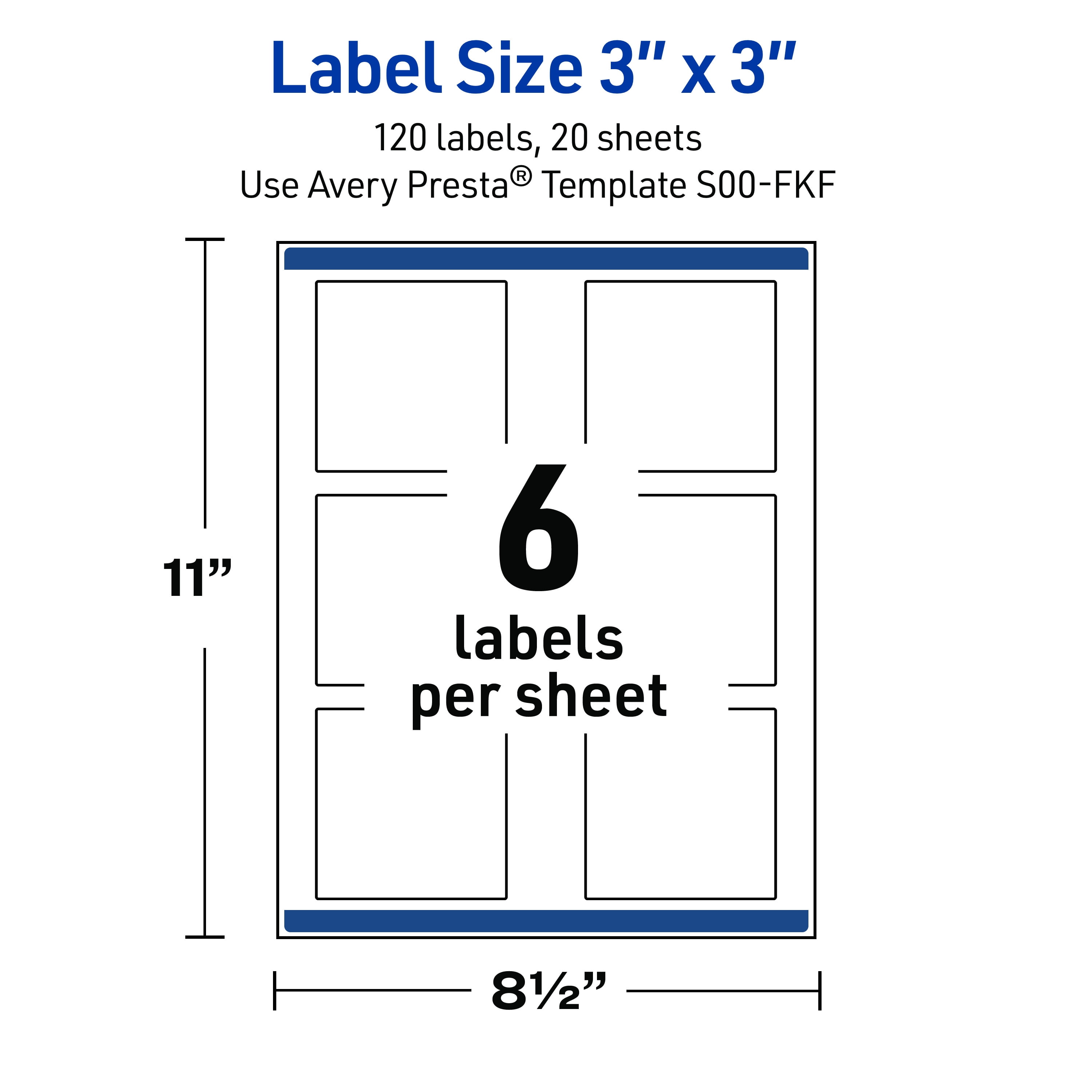 Avery Labels, 3" x 3", Matte White, Metallic Silver/Black Frame