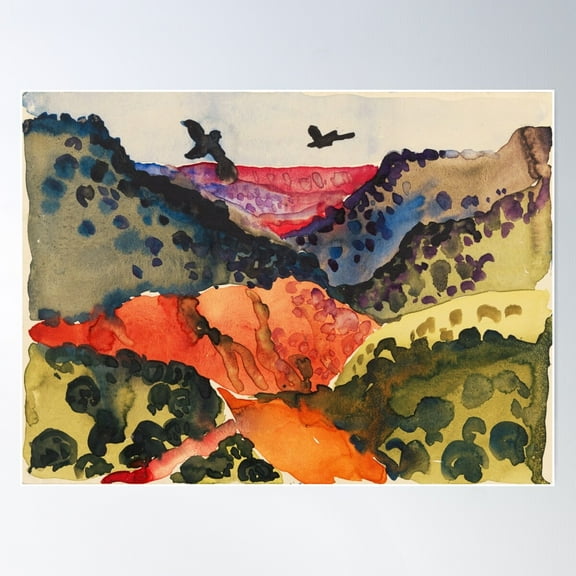 Georgia O'Keeffe, Canyon With Crows Poster Wall Art, Modern Wall Decor For Living Room Bedroom, 8x12 UNFRAMED