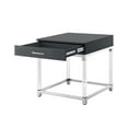 thumbnail image 6 of Ebbe Dark Grey/Chrome End Table - High Gloss Finish, Acrylic Legs, Stainless Steel Base, 1 Drawer, 6 of 10