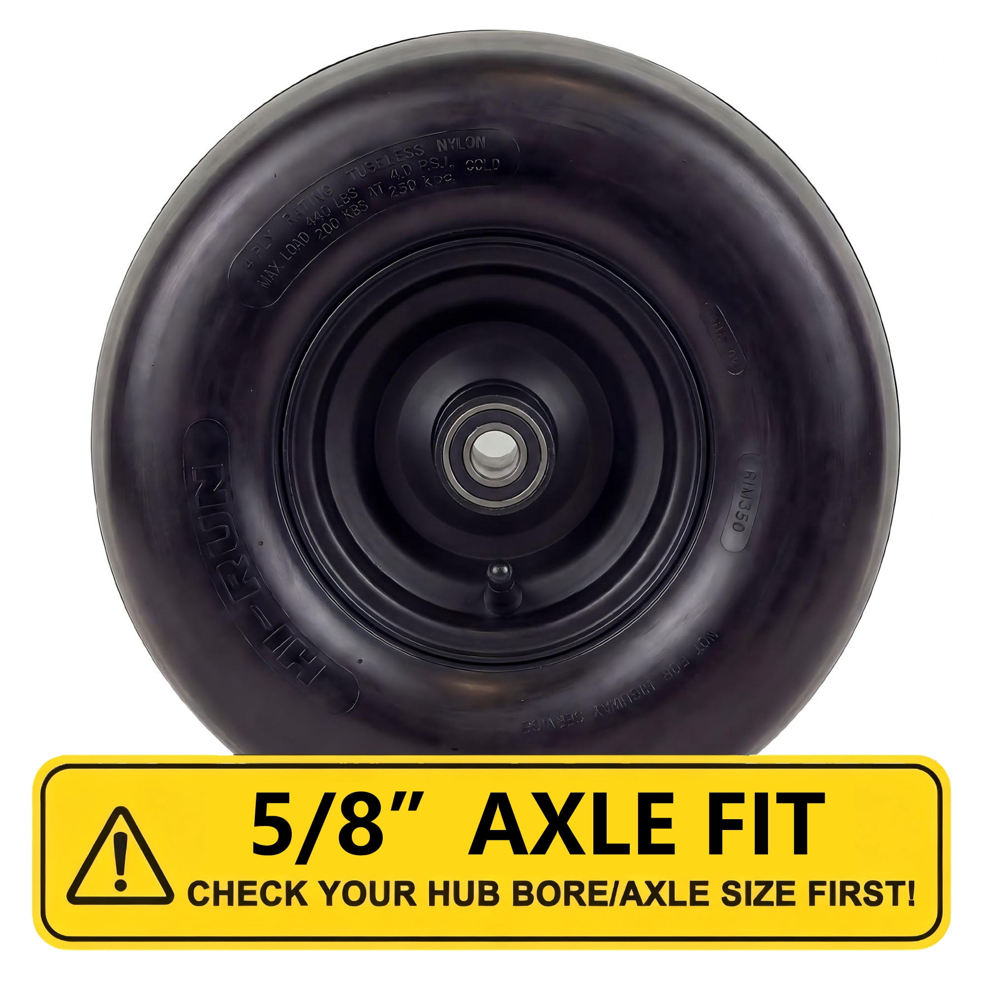 Hi-Run 2 Set SU19 11X4.00-5 4PR Lawn & Garden Tires, 5x3 Black Wheel, 5/8" Bushing, 5.61" Hub Length Assembly