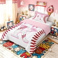 thumbnail image 2 of Meiyoeat Donut Baseball K Letter Twin Comforter Sets for Kids Girls, Cartoon Ice Cream Drip Bedding Set, Pink, Pink Reversible, 2pcs, 2 of 6
