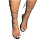 thumbnail image 4 of Sandalias de verano para mujer, chanclas de vendaje con diamantes de imitación artificiales, zapatos planos informales con correa para la playa para mujer Wmkox8yii  nm11410, 4 of 4