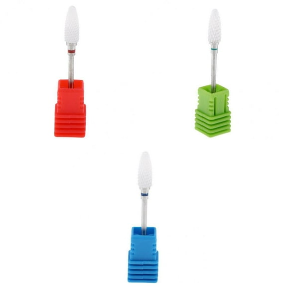Brocas de cerámica para uñas de 3 piezas de 3/32 pulgadas, broca de cerámica resistente para cutículas, herramienta de manicura y pedicura para esmalt Colco Broca de cerámica para uñas