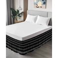 thumbnail image 4 of Geometric Black Bed Skirt Queen Size 18" Drop Ethnic Stripes Ruffled Wrap Around Bed Skirts Adjustable Elastic Bedskirt Dust Ruffle for Queen Size Bed, 4 of 7