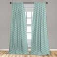 thumbnail image 5 of Ambesonne Teal Curtains, Seigaiha Scales, Pair of 28"x84", Jade Green White, 5 of 5