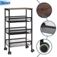 thumbnail image 3 of Black 4-Tier Mesh Wire Rolling Utility Cart with 2 Lockable Wheels, Multi-Purpose Storage Trolley for Home, Kitchen and Office, 3 of 7