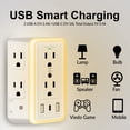 thumbnail image 4 of WBM SMART Multi Plug Outlet, Surge Protector, 6-Outlet Extender with 2 USB Charging Ports, USB-C & Night Light, 3-Sided Power Strip with Adapter Spaced Outlets - 2 Count, White, 4 of 8