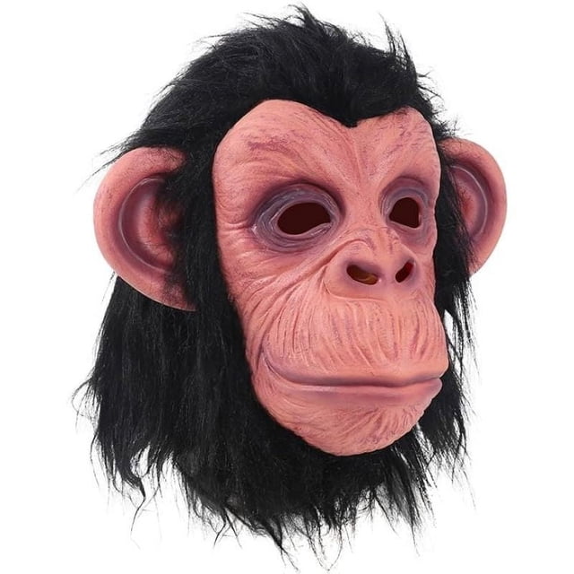 Máscara de mono Máscara de chimpancé negra de animal de cabeza completa de látex para fiesta de disfraces de Halloween Máscara de animal de mono, grande
