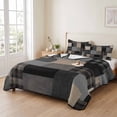 thumbnail image 2 of Quilts Full Size Bedding Set, Gray Gingham Lightweight Quilted Comforter, Abstract Buffalo Plaid Solid Color Patchwork Soft Reversible Bedspread Coverlet with Pillow Covers for All Season, 78" x 90", 2 of 9