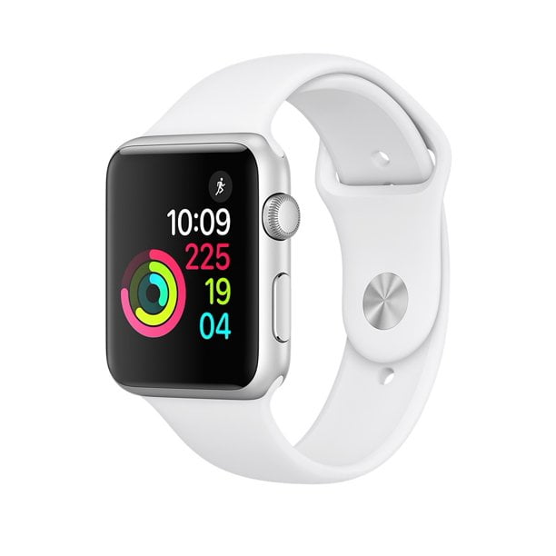 apple watch 42mm silver aluminum case with white sport band