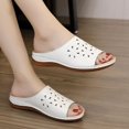 thumbnail image 4 of Wolfast Rhinestone Women's Carved Fish Mouth Thick Bottom Wedge Slippers,White, 4 of 4