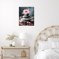 thumbnail image 4 of Zen Pink Floral Canvas Wall Art Water Lily and Zen Stone Wall Art Modern Spiritual Yoga Spa Picture Wall Decor Framed Wall Art for Bathroom Bedroom Office Wall Decor Painting,16L X 12W inches, 4 of 6
