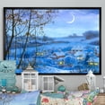 thumbnail image 1 of Designart Winter Cottage Village At Christmas Cabin & Lodge Floating Frame Wall Art, 1 of 4