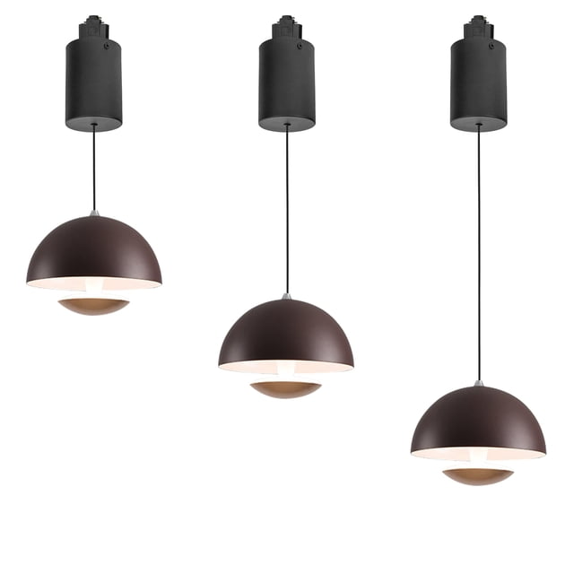 FSLiving 8W Adjustable Levitate Track Pendant Light H-Type Retractable Lift Track Pendant Light with Aluminum Shade Indoor Island Light Adjustable Length 3000K for Kitchen Island,Brown - Set of 3