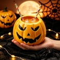 thumbnail image 5 of Halloween Ceramic Pumpkin Mug Set of 4 Carved Face Cute Fall Coffee Cup Kitchen Decor Easy Setup and Storage, 5 of 5