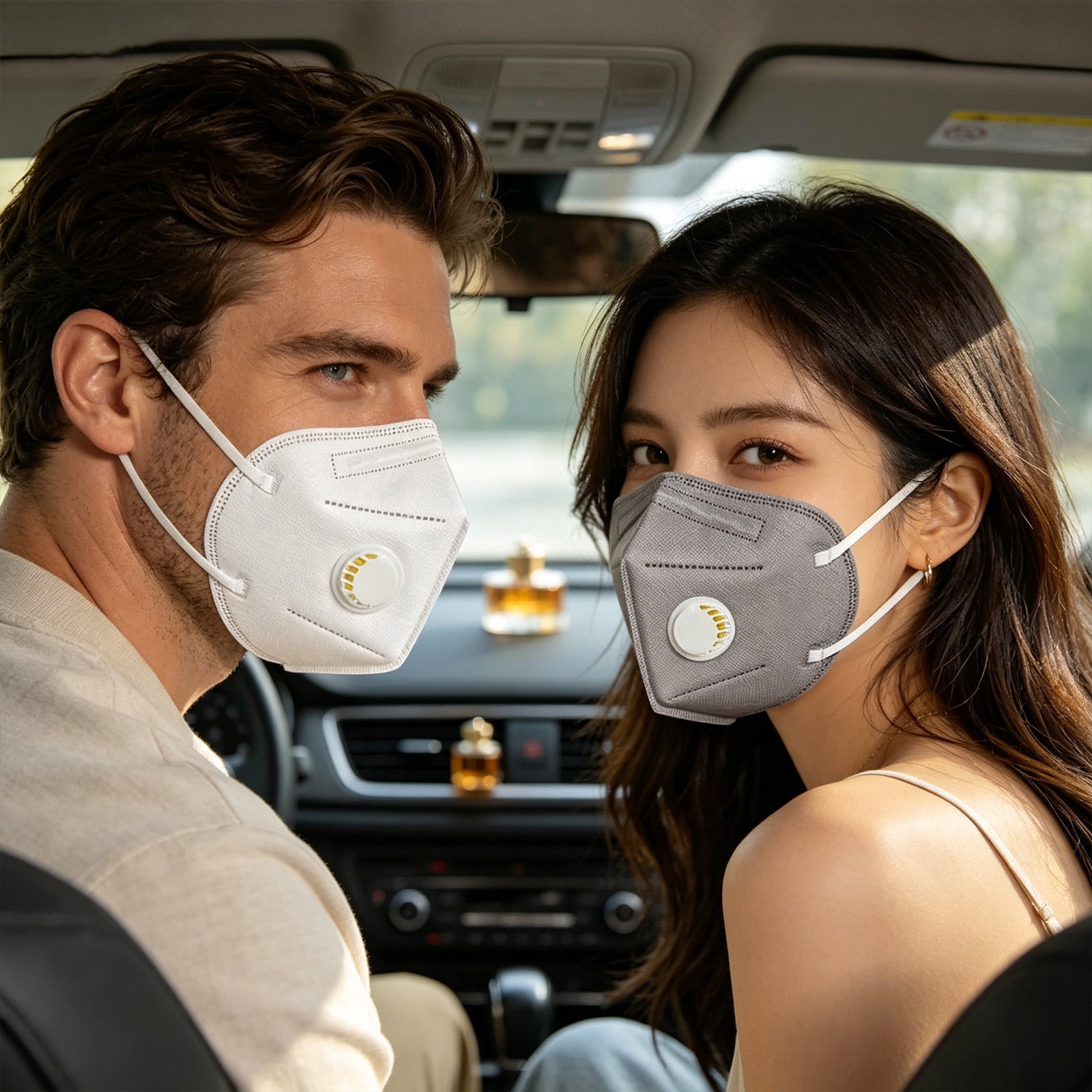 3 Ply Disposable Face Masks 50 Pack Breathable Lightweight Dust Protection for Daily Use Outdoor Work Commuting Gray with White Elastic Ear Loops
