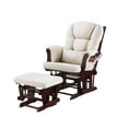 thumbnail image 2 of Noni Glider Manual Recliner Chair w Ottoman, Brown Wood, Square Beige, 2 of 6