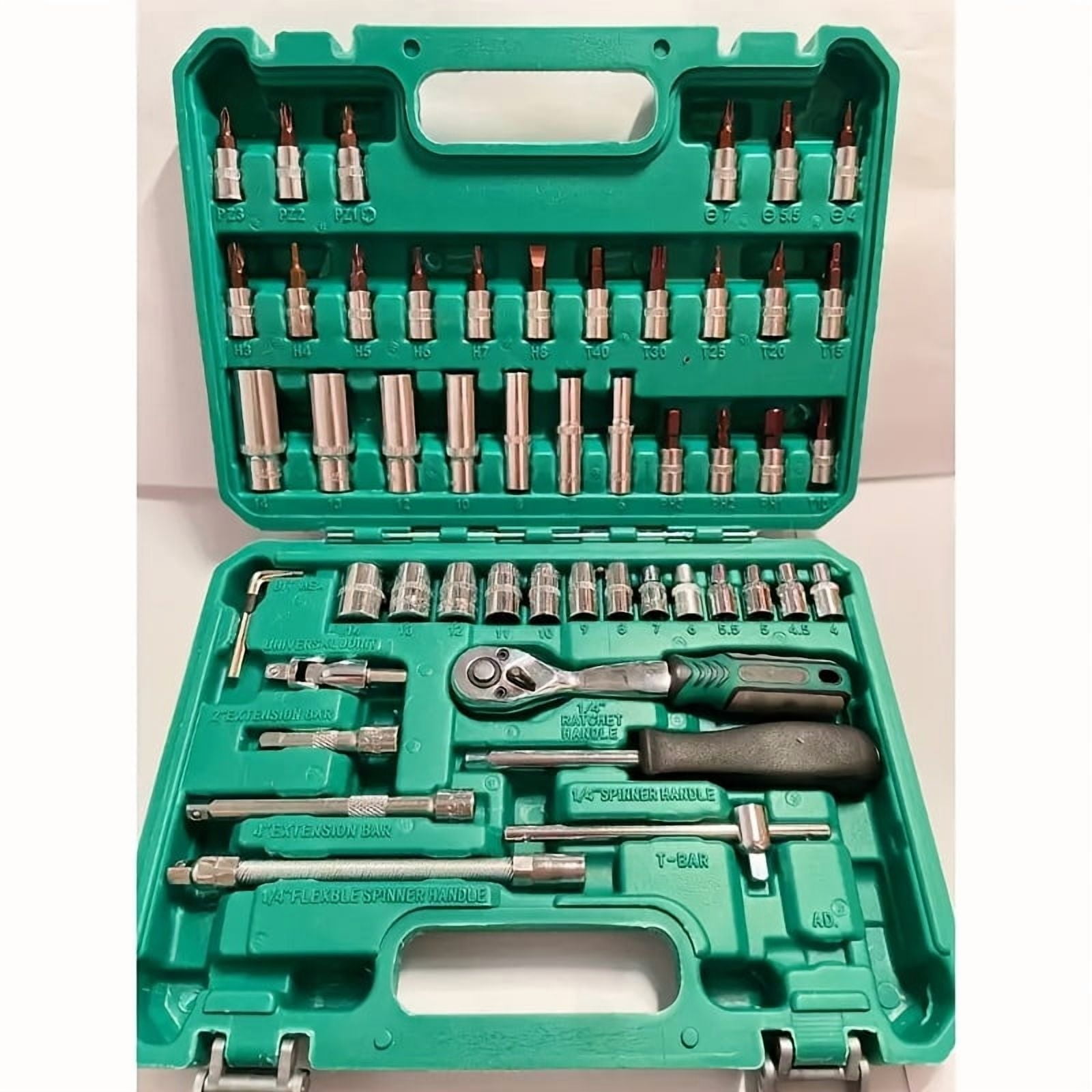 53pcs Mechanic Tool Set, Ratchet Wrench Set, Torque Wrench, MechanicTool Kits For Auto Parts Repair And Household Mechanical Tool Kit, For Car Bike Rep