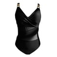 thumbnail image 6 of Baqcunre Swimsuit for Women Bathing Suits Front Cutout Adjustable Straps Ruched Swimwear, 1 Pc Swimsuit Black L, 6 of 9
