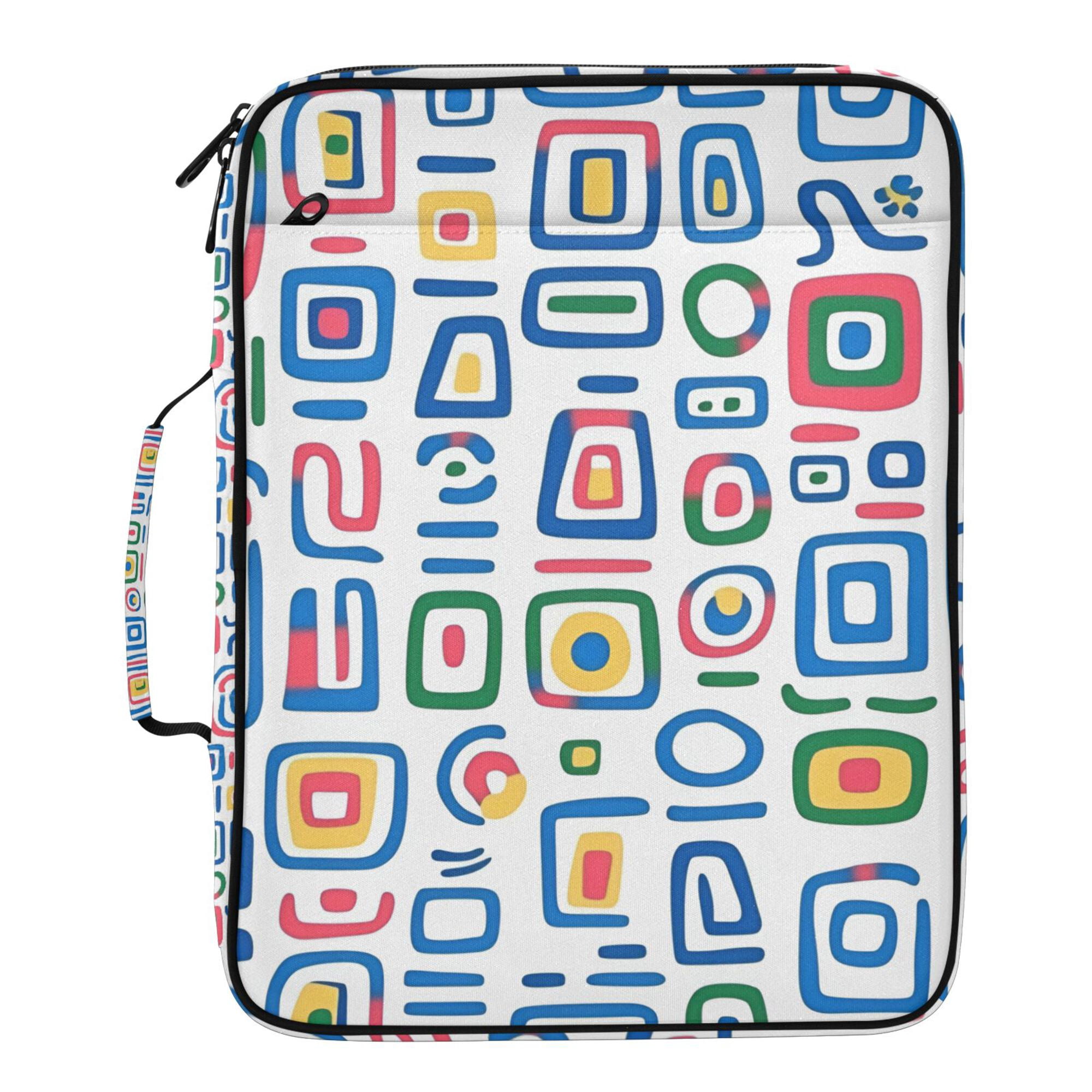 FORMRS Accordion File Folder A4 Size 7-Pocket Expanding Document Organizer Bag with 3 Ring Binder, Blue Retro Pattern