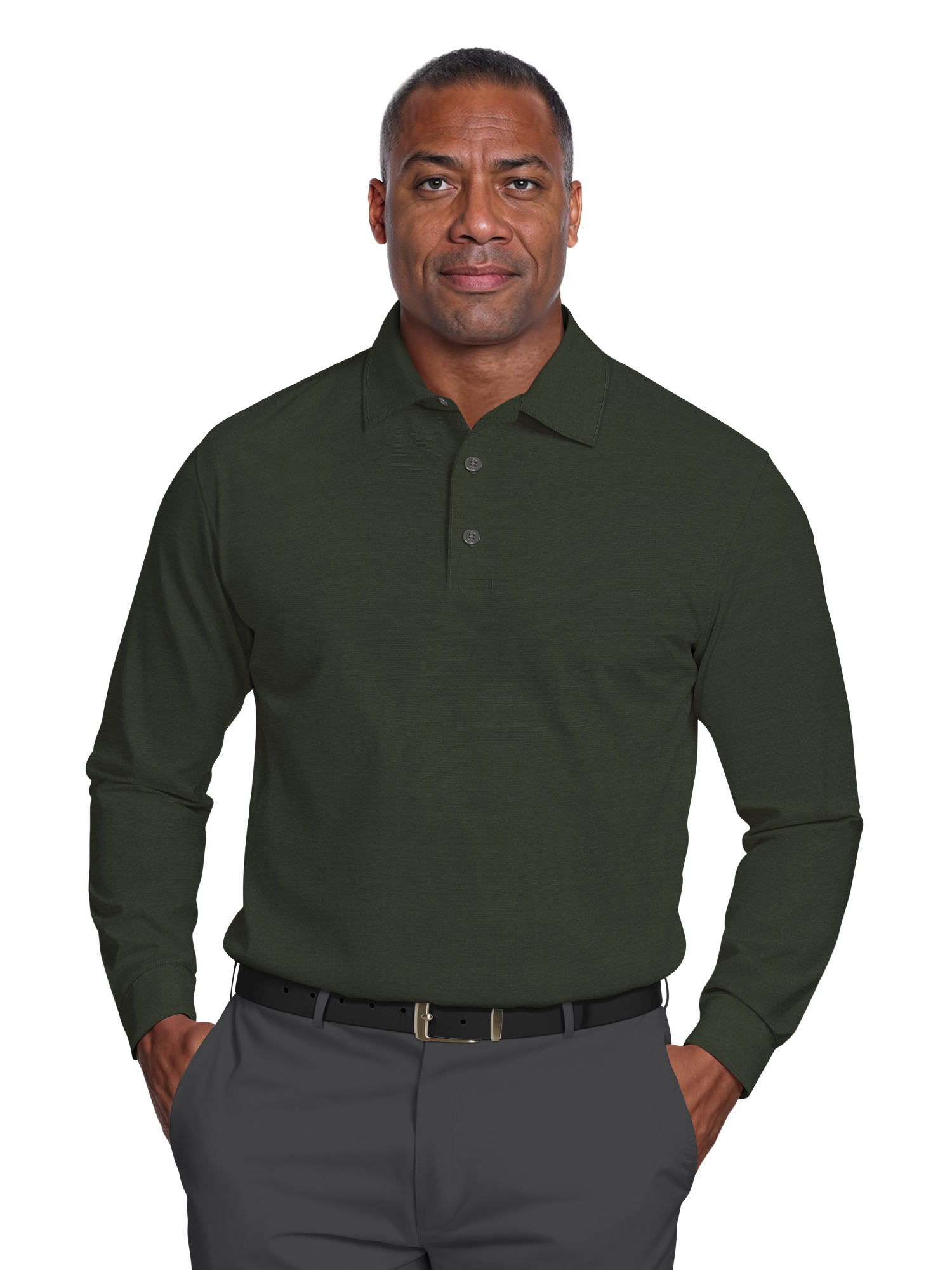 Ben Hogan Men's & Big Men's Performance Long Sleeve Heather Stripe Polo – Moisture Wicking, Easy Care, S-5XL