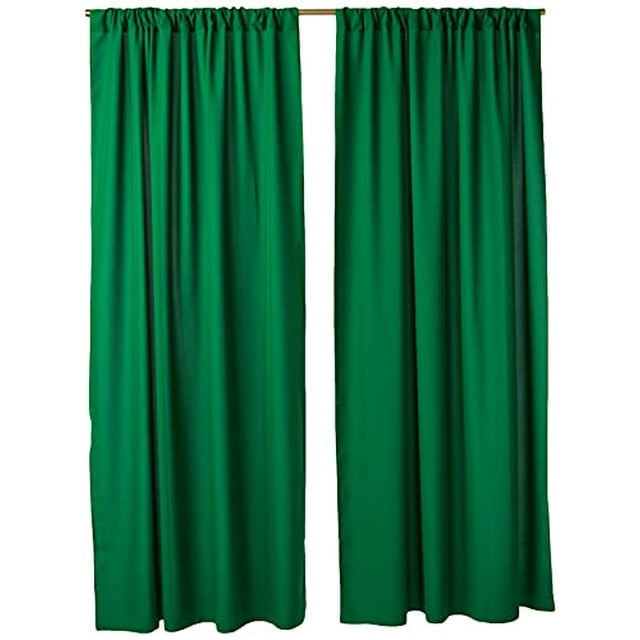 LA Linen BDpop96x58_Pk2_GreenEmP32 LA Linen Pack-2 Polyester Poplin Backdrop Drape 96-Inch Wide by 58-Inch High, Emerald Green