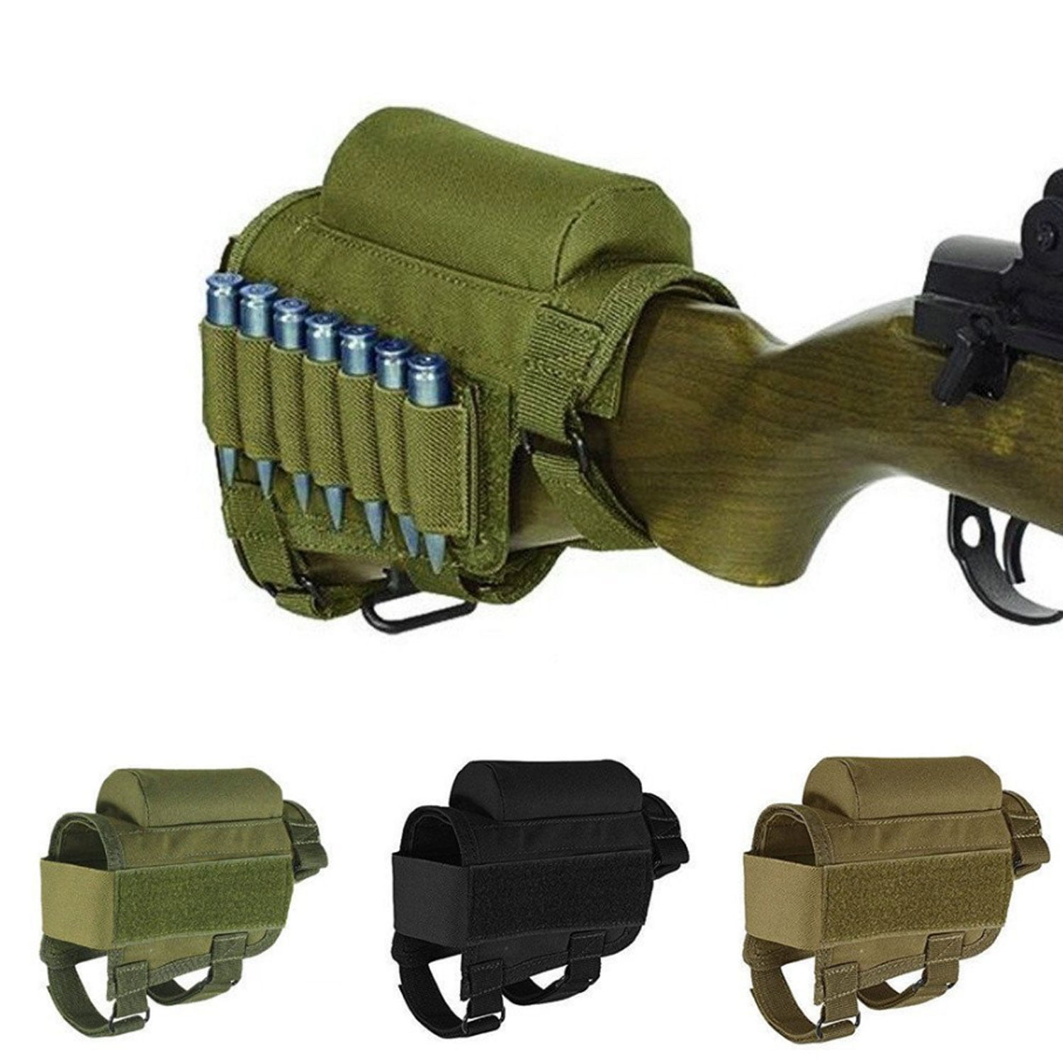 3Pcs 9 Rounds Rifle Ammo Bullet Carrier Holder Butt Stock Shell Cartridge Pouch 