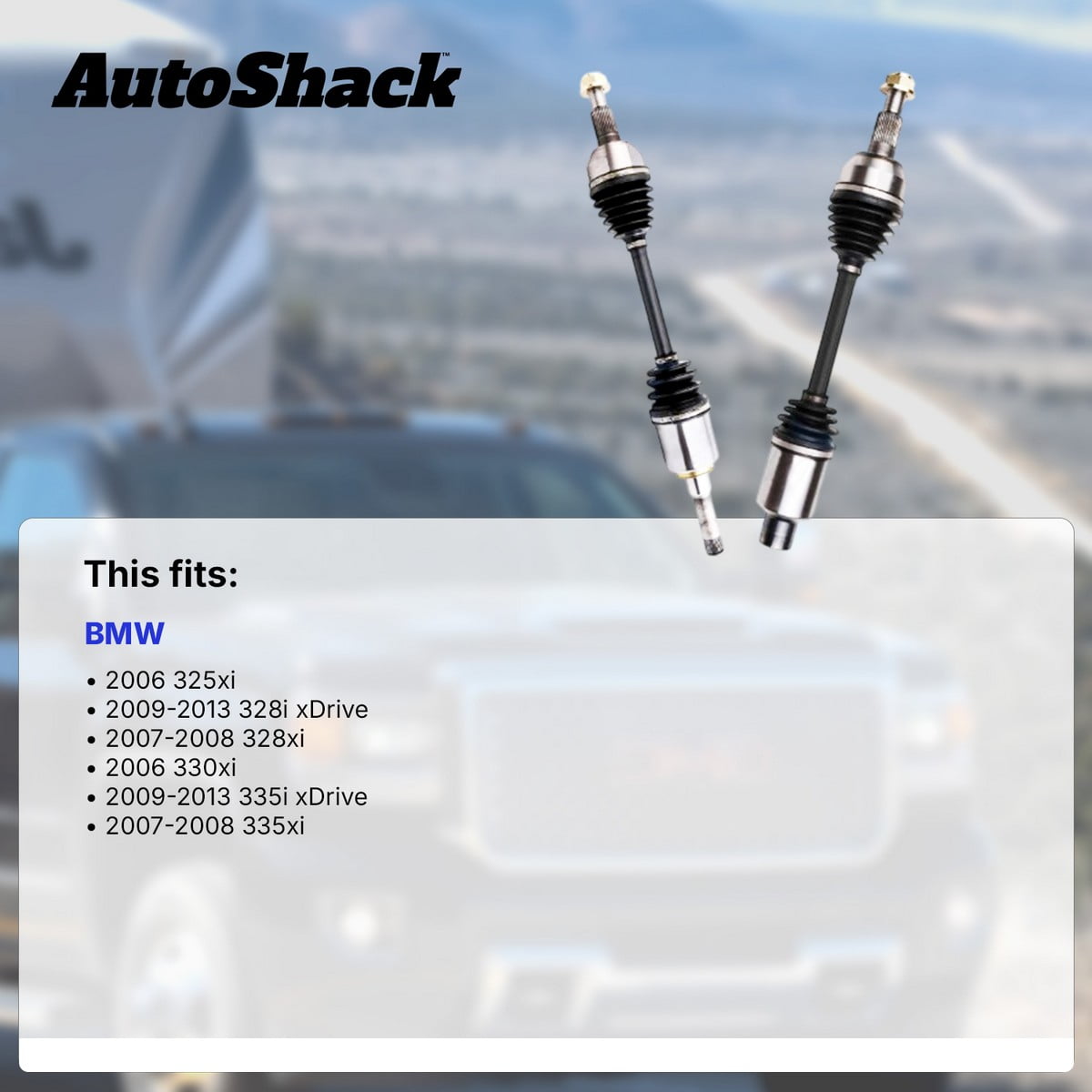 AutoShack Front CV Axle Shaft Assemblies for BMW, 328i xDrive 2009-2013 328xi 2007-2008 335i xDrive 2009-2013 325xi 2006, AWD L6 3.0L, Left and Right, Pair