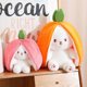 thumbnail image 2 of 18/35cm Carrot Rabbit Plush Toy Stuffed Soft Bunny Hiding In Strawberry Bag Toys With Zipper, 2 of 4