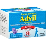 Advil Junior Chewable Grape, 24 CT (Pack of 6)