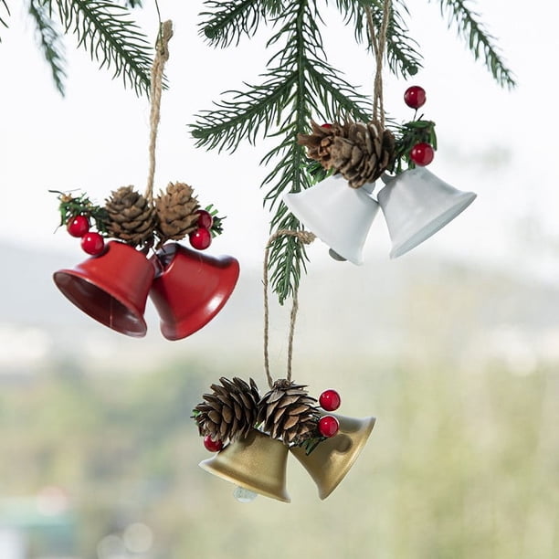 mfyjkho Adornos colgantes para árbol de Navidad de metal dorado, blanco y rojo con diseño resistente a la oxidación para decoración navideña, 1 pieza
