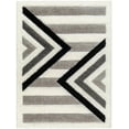 thumbnail image 2 of Hauteloom Abeje Contemporary Geometric Shag Area Rug - Fluffy High Pile Super Soft Rug for Living Room, Bedroom, Dining Room - Striped - Gray, Black and White - 18" Sample, 2 of 6