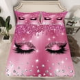 thumbnail image 2 of Homewish Girly Elegant Eyelash Twin Sheet Sets 3pcs for Female Men Adults,Bling Glitter Twin Fitted Sheet Microfiber,Sparkling Crystal Breathable Flat Sheet,Breathable Home Decor, 2 of 7