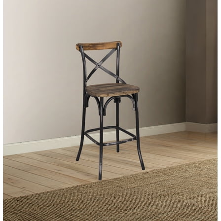 CoSoTower Antique Black & Antique Oak Finish Bar Chair