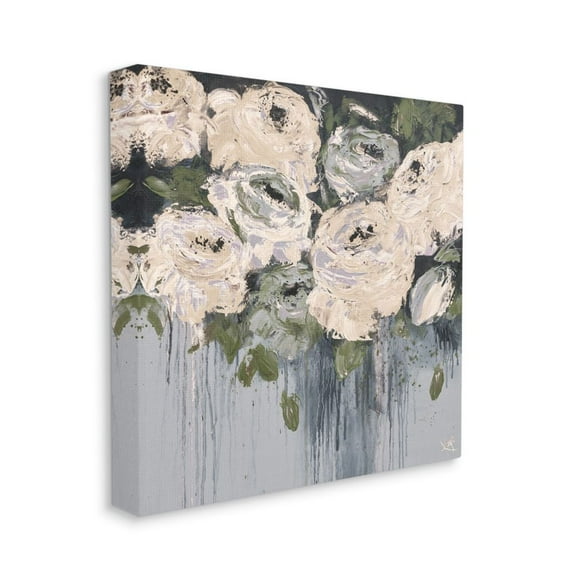Stupell Industries Dripping Flowers Grey Textured Painting Canvas Wall Art by Kaye Lake