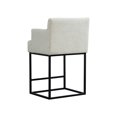 thumbnail image 3 of COOLMORE Counter Height Bar Stools Set of 2, Modern Barrel Bar Stool with Backrest and Arms, Beige, Upholstered Bar Stools for Kitchen Island, Pub, Club, 3 of 10
