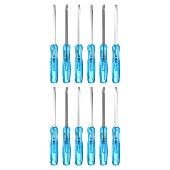 Uxcell 12pcs SL2.0 Mini Flat Head Screwdriver 2.44" Length Screwdrivers 1.2" Carbon Steel with Ergonomic Handle for DIY Repairing, Blue