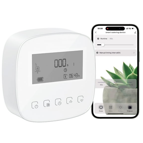 Drip Irrigation System, 2 Pumps for Zone Watering, Programmable Weekly Timer, 20 Adjustable Drippers & 35FT Tubing, Automatic Garden Watering Kit for Lawn/Greenhouse