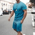 thumbnail image 2 of UVEASISHA Men Tracksuit Set 2 Piece Trendy Gradient Print Workout Sets Summer Short Sleeve Casual Sweatsuit Drawstring Shorts Track Suit Outfits with Pockets Prime Sales Today, 2 of 6