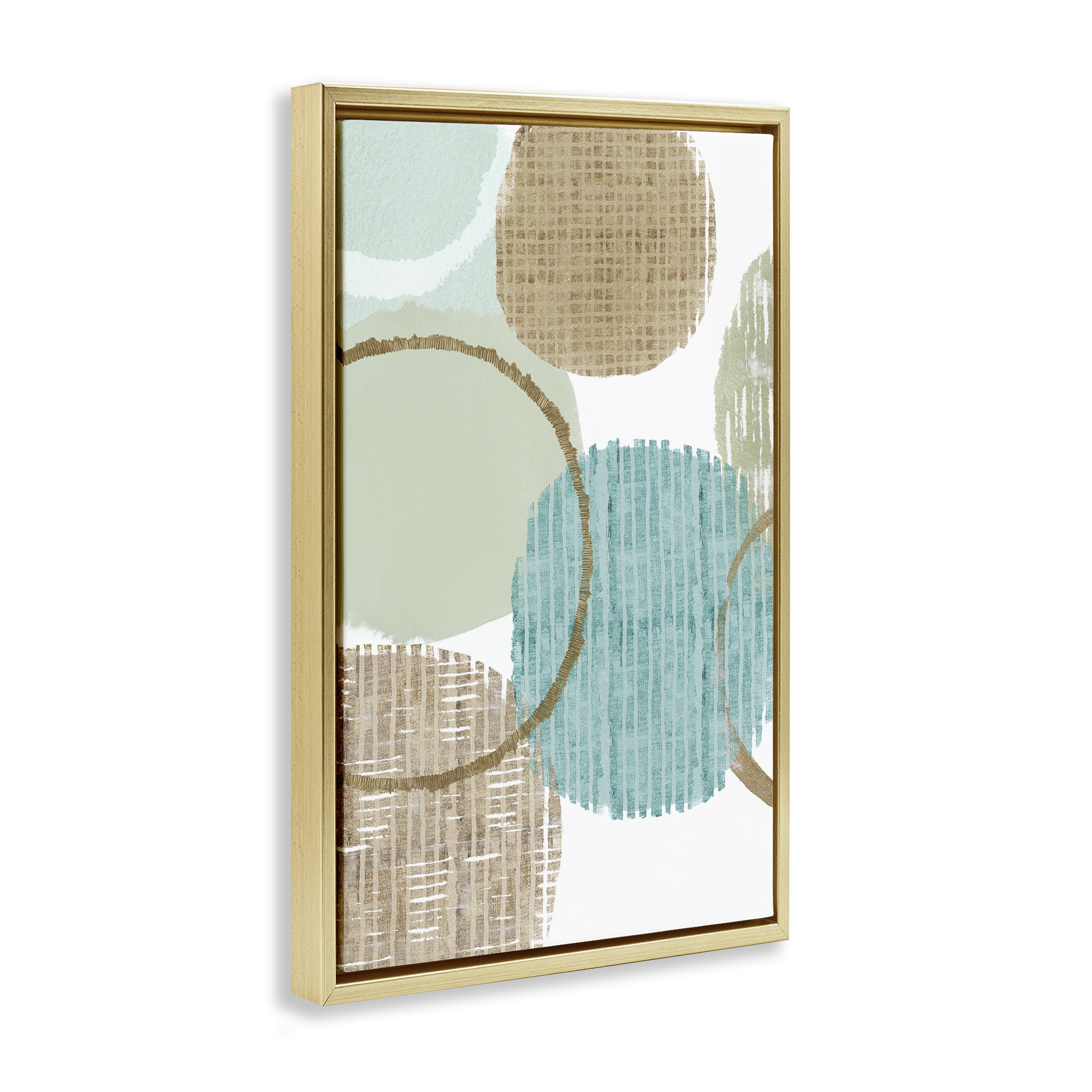 Stupell Industries Good Times Ahead Shapes Abstract Painting Gold Floater Framed Canvas Art Print Wall Art, 17 x 25