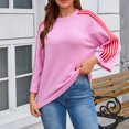 thumbnail image 2 of PBFRDSJ Womens 3/4 Sleeve Striped Sweater Knit Stretch Fall Tops 2026 Casual Crewneck Fall Winter Color Block Trendy Sweaters Sizes S-XL, 2 of 9