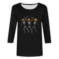 thumbnail image 4 of Riecok Womens 3/4 Sleeve T Shirts Crewneck Halloween Printed Tunic Tops Basic Tee Blouses Black 3XL, 4 of 4