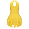 thumbnail image 4 of Sxiwei Kids Girls Figure Ice Skating Leotard Dress Mesh Splice Rhinestone Roller Skating Dance Yellow 10, 4 of 7